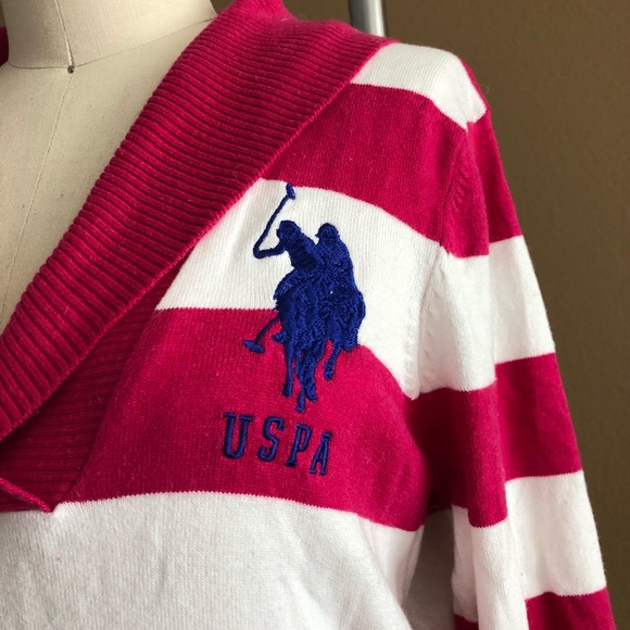 💙 U.S. Polo Assn Pink and White Stripe Sweater - Picture 4 of 6